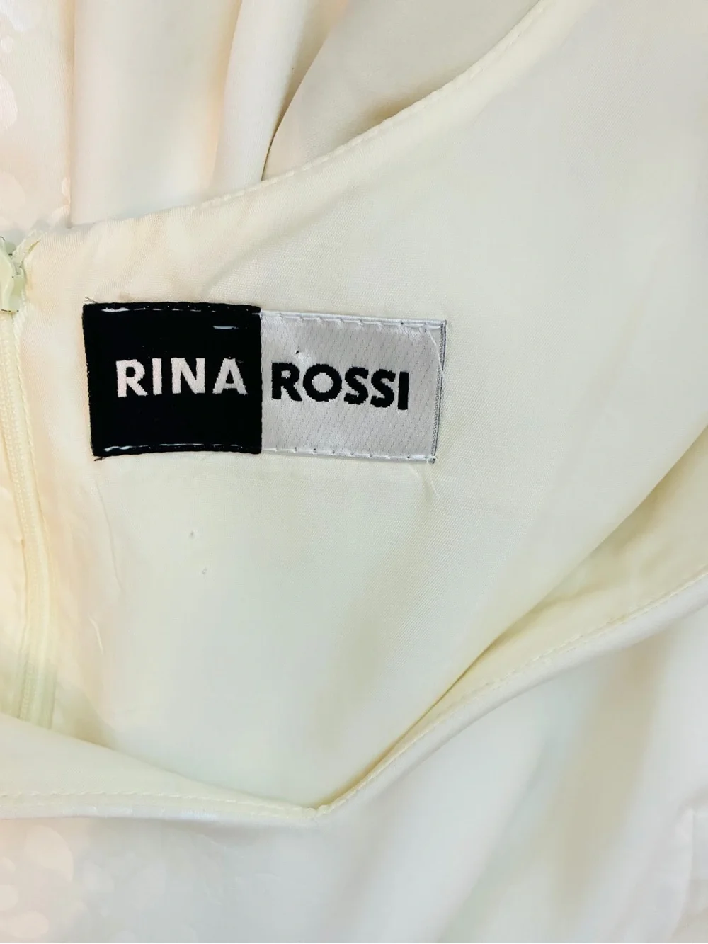 Rina Rossi Ivory Floral Jacquard Sheath Dress Size 12 Vintage Minimalist Wedding